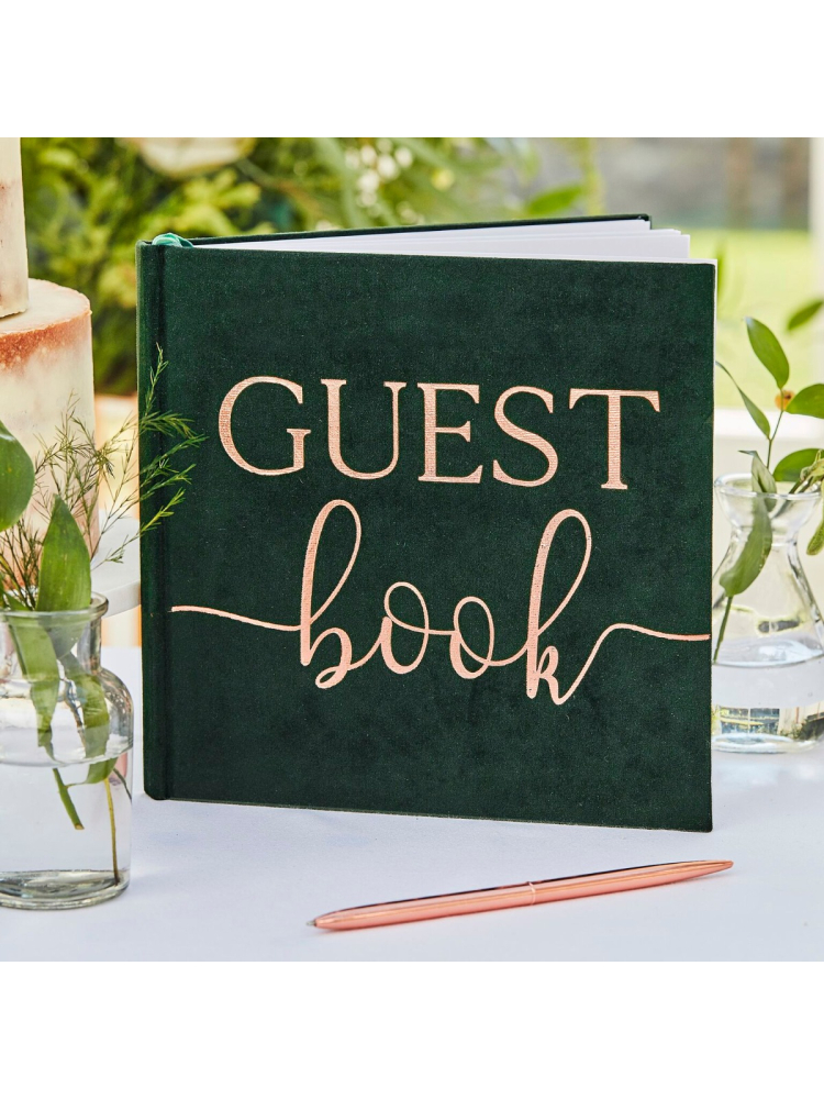Ginger Ray BR-312 Botanical Wedding Velvet Gastenboek main product photo