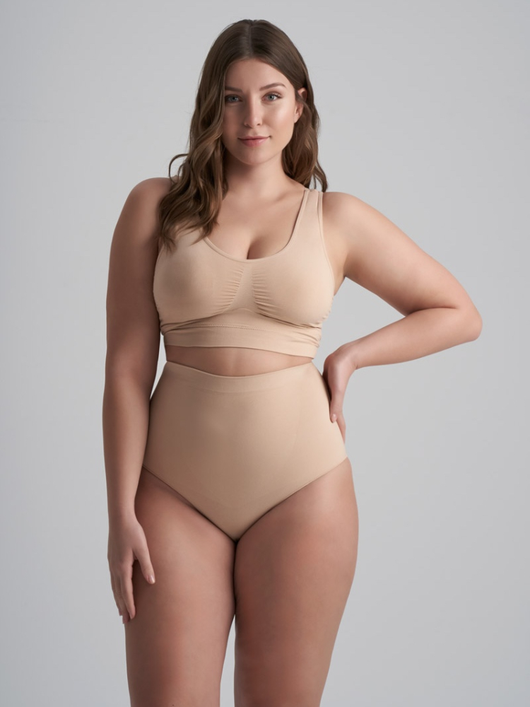 BYE BYE BRA Soft touch High Waist string Beige main product photo