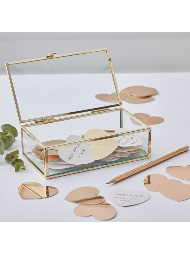 Ginger Ray GO-114 Gold Wedding Glazen Kistje Gastenboek main product photo