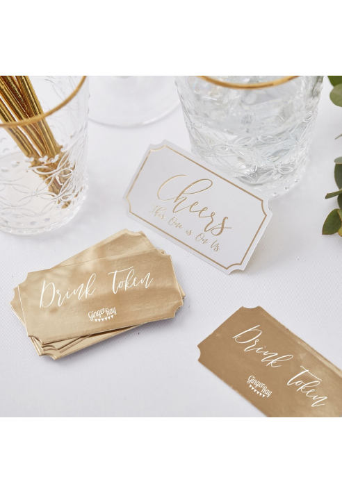 Ginger Ray GO-169 Gold Wedding Drink Tokens ()