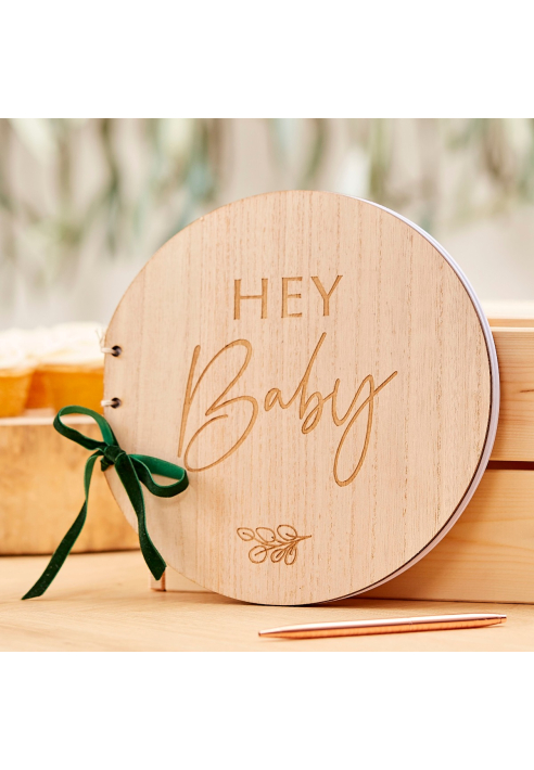 Ginger Ray BAB-107 Botanical Baby Houten Gastenboek ()