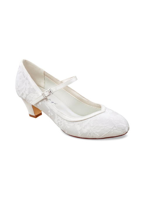 G Westerleigh Flora Bruidsschoenen ivoor met kant en bandje ()