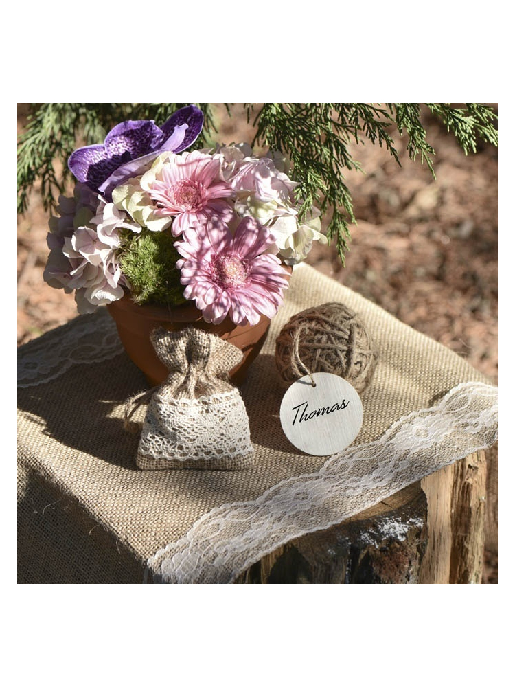 Santex Juten Tafelloper met kant wit main product photo