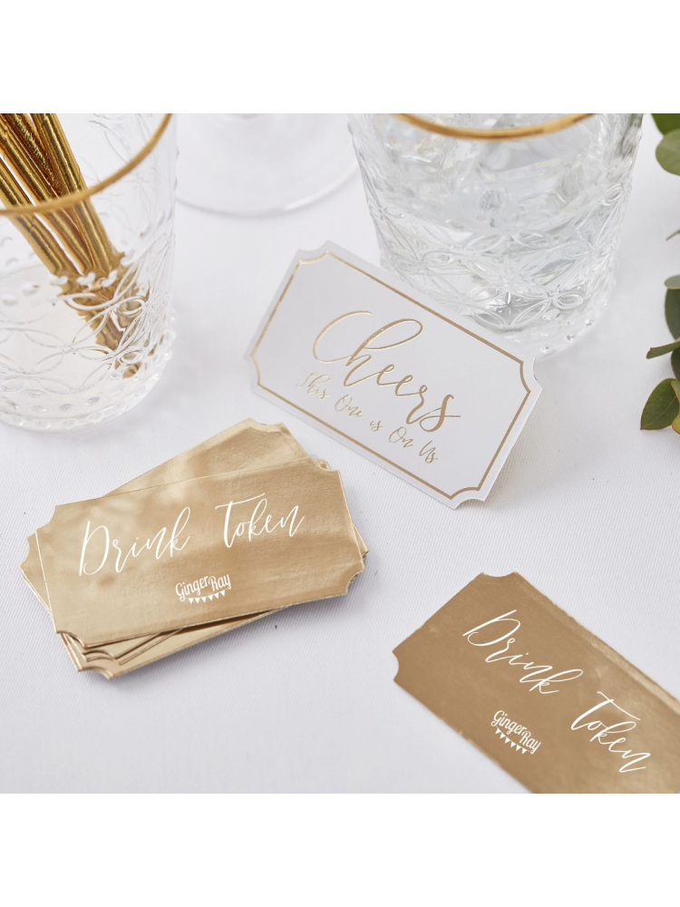 Ginger Ray GO-169 Gold Wedding Drink Tokens main product photo