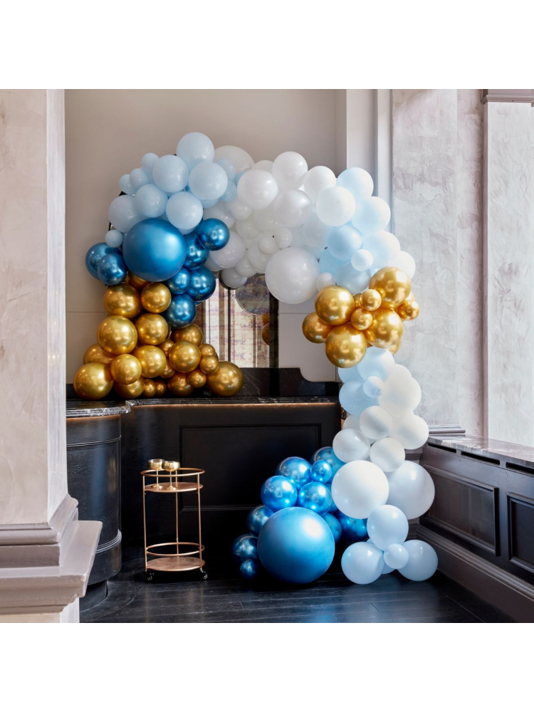 Ginger Ray BA-323 Balloon Arch Blauw & Chrome Goud Ballonnenboog main product photo